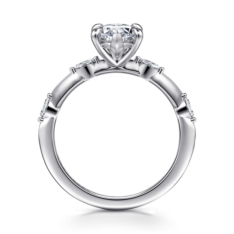 Marline - 14K White Gold Gold Marquise Shape Diamond Engagement Ring - 0.15 ct - Shot 2