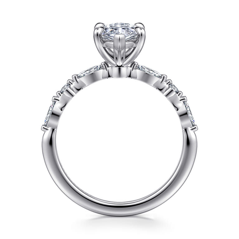Perry - 14K White Gold Marquise Shape Diamond Engagement Ring - 0.3 ct - Shot 2