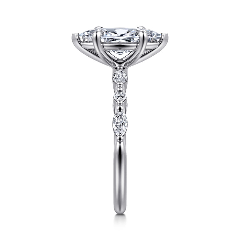 Perry - 14K White Gold Marquise Shape Diamond Engagement Ring - 0.3 ct - Shot 4