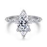 Perry - 14K White Gold Marquise Shape Diamond Engagement Ring - 0.3 ct