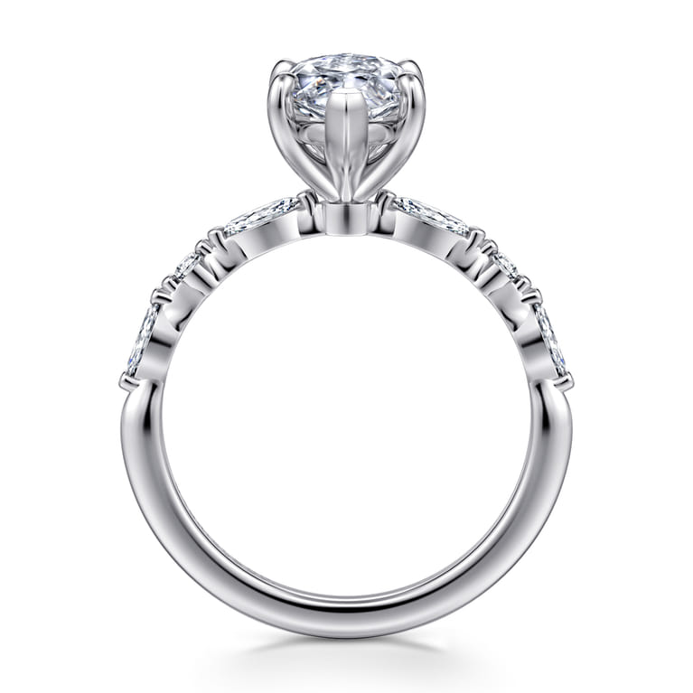 Perry - 14K White Gold Marquise Shape Diamond Engagement Ring - 0.3 ct - Shot 2