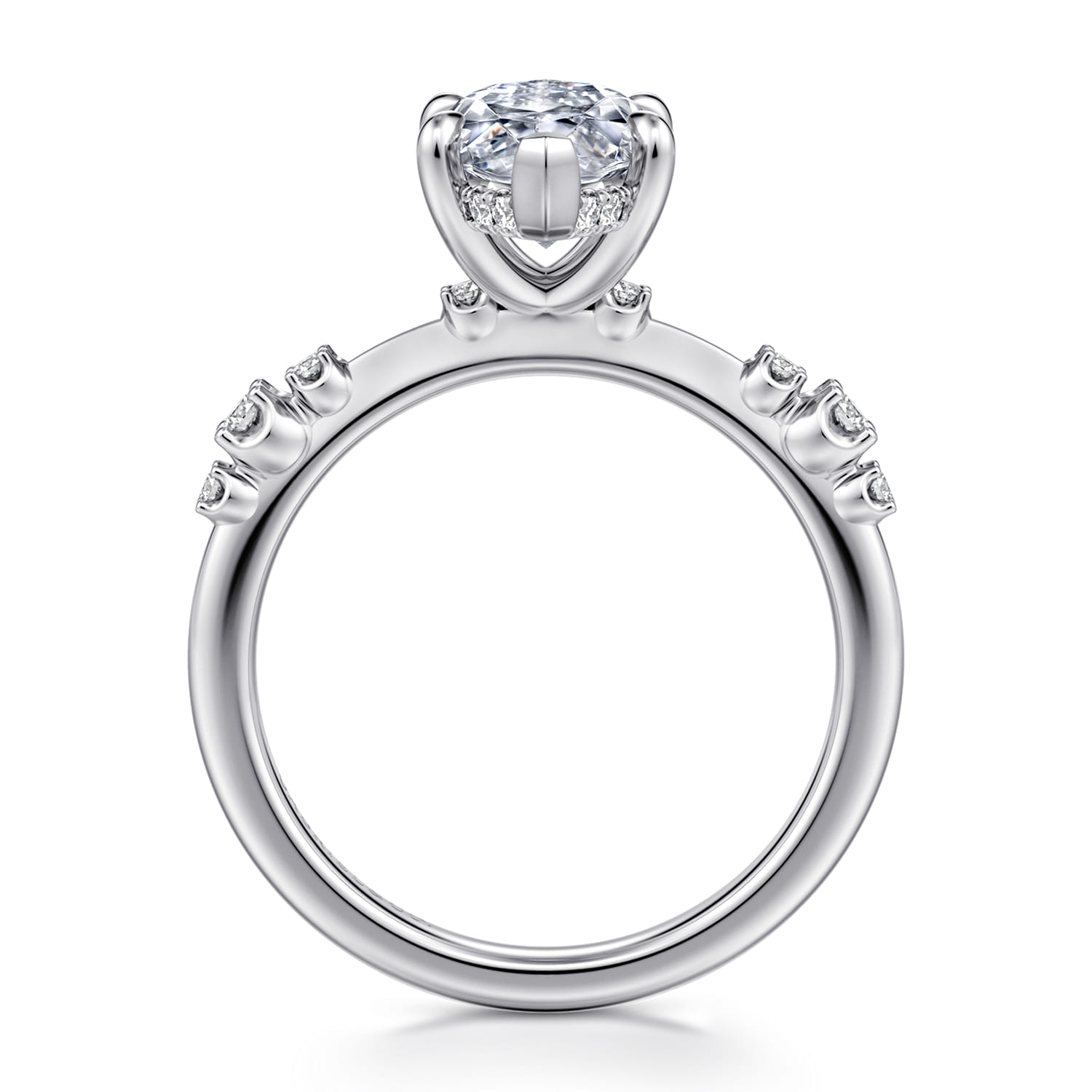 Jaelyn - 14K White Gold Marquise Shape Diamond Engagement Ring - 0.18 ct - Shot 2