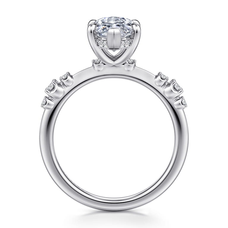 Jaelyn - 14K White Gold Marquise Shape Diamond Engagement Ring - 0.18 ct - Shot 2