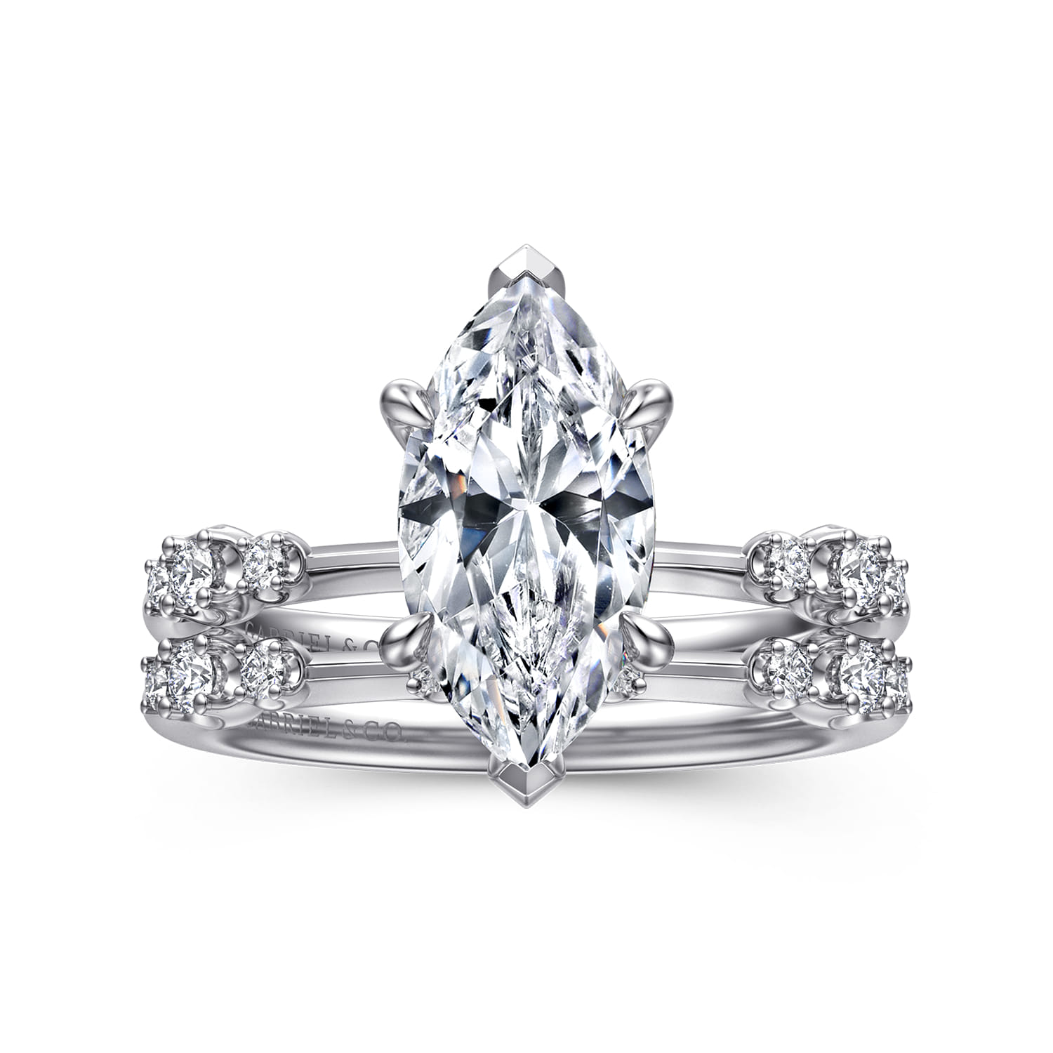 Jaelyn - 14K White Gold Marquise Shape Diamond Engagement Ring - 0.18 ct - Shot 4