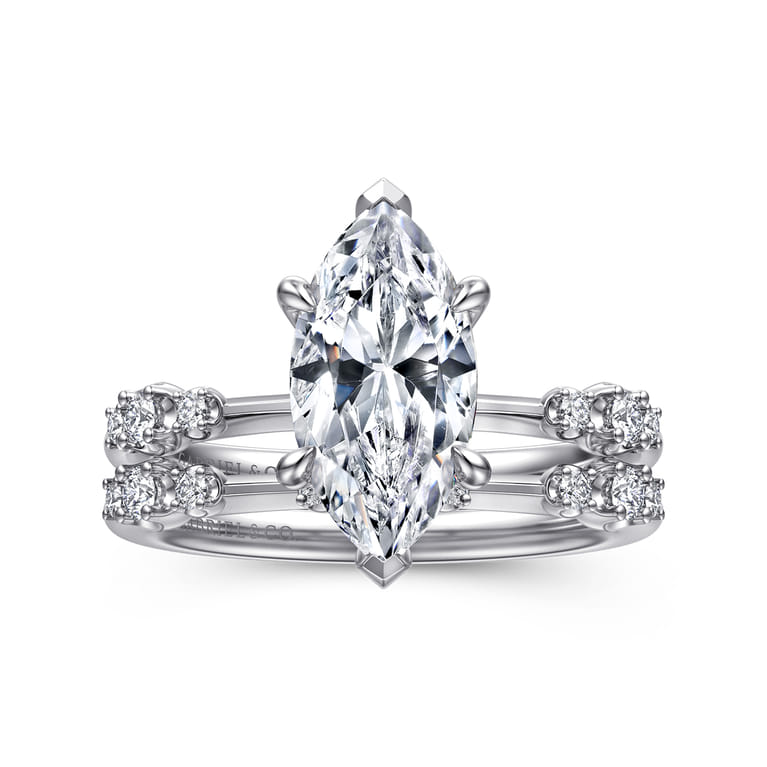 Jaelyn - 14K White Gold Marquise Shape Diamond Engagement Ring - 0.18 ct - Shot 4
