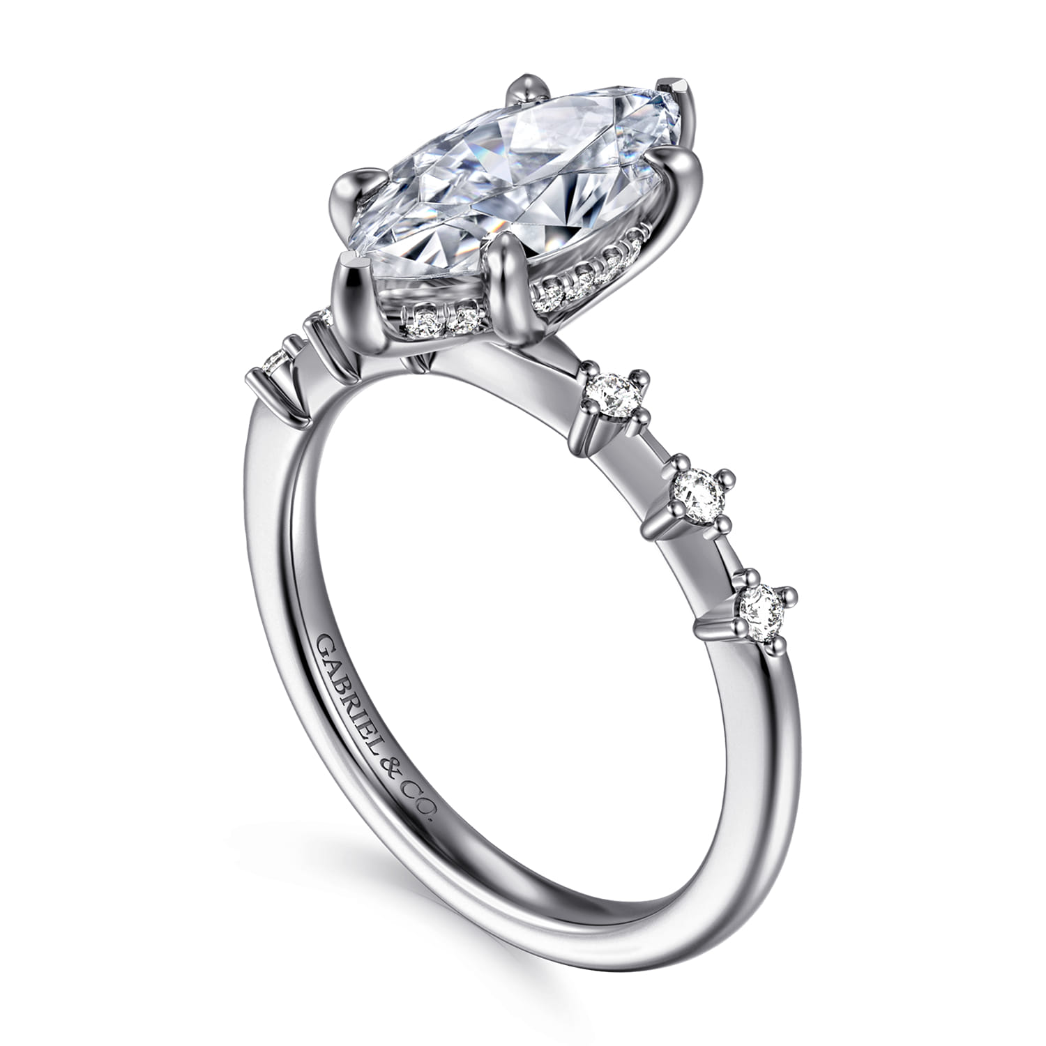 Joplin - 14K White Gold Marquise Shape Diamond Engagement Ring - 0.17 ct - Shot 3