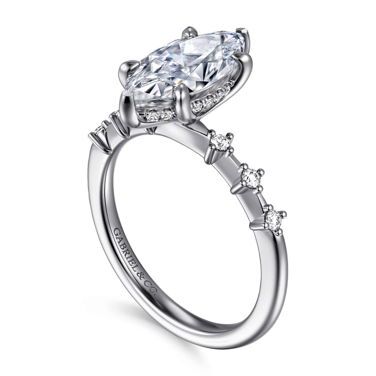 Joplin - 14K White Gold Marquise Shape Diamond Engagement Ring - 0.17 ct - Shot 3