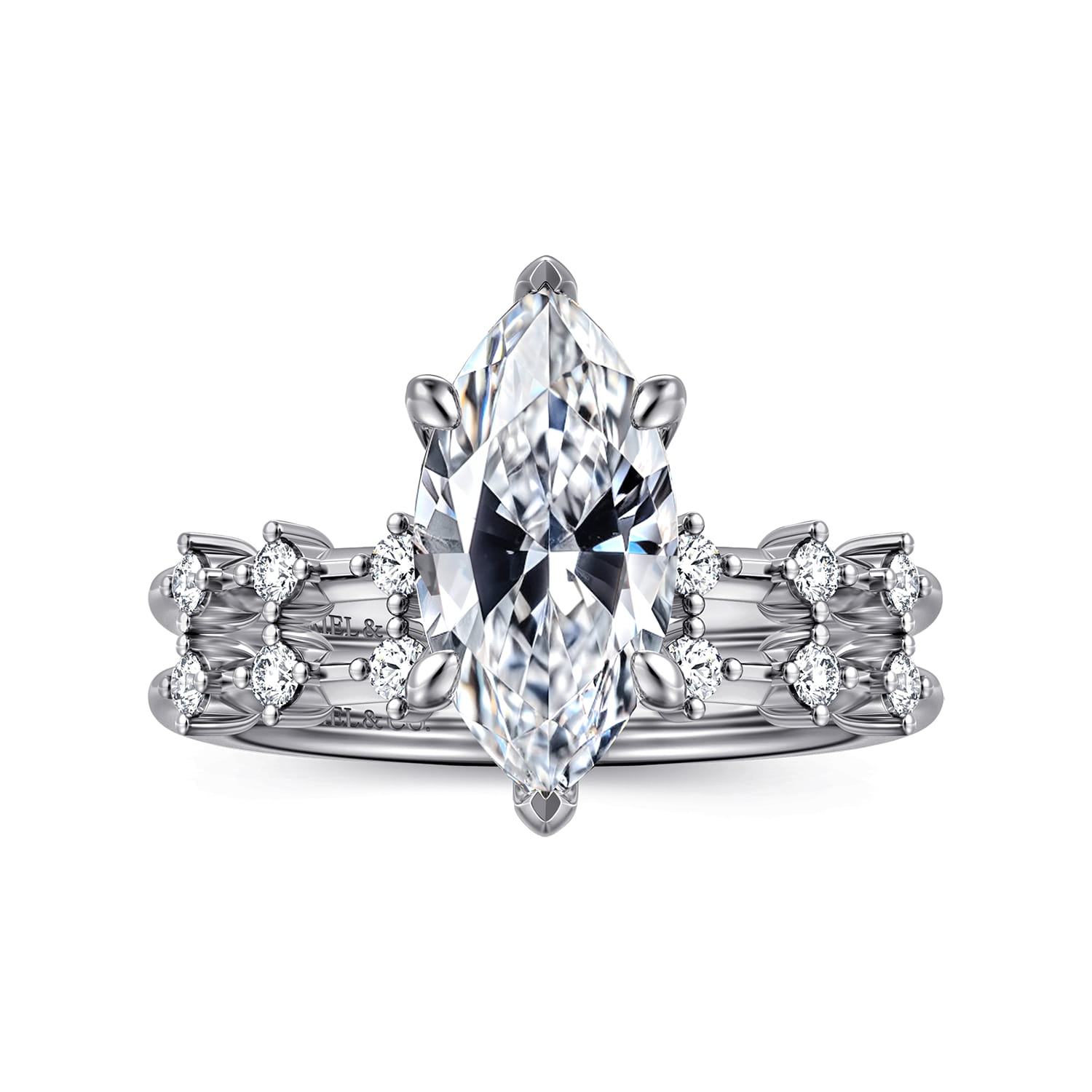 Joplin - 14K White Gold Marquise Shape Diamond Engagement Ring - 0.17 ct - Shot 4