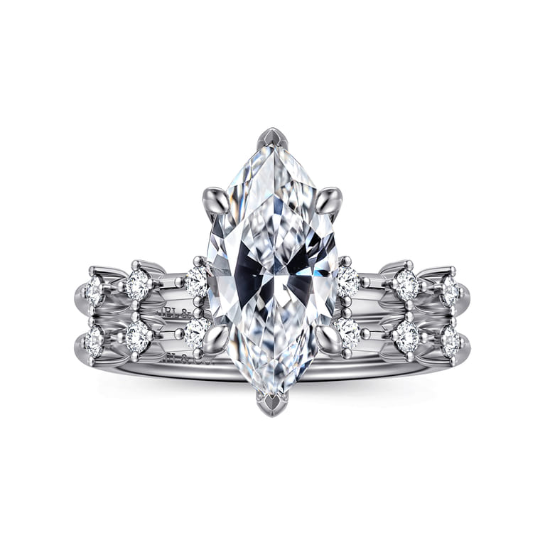Joplin - 14K White Gold Marquise Shape Diamond Engagement Ring - 0.17 ct - Shot 4