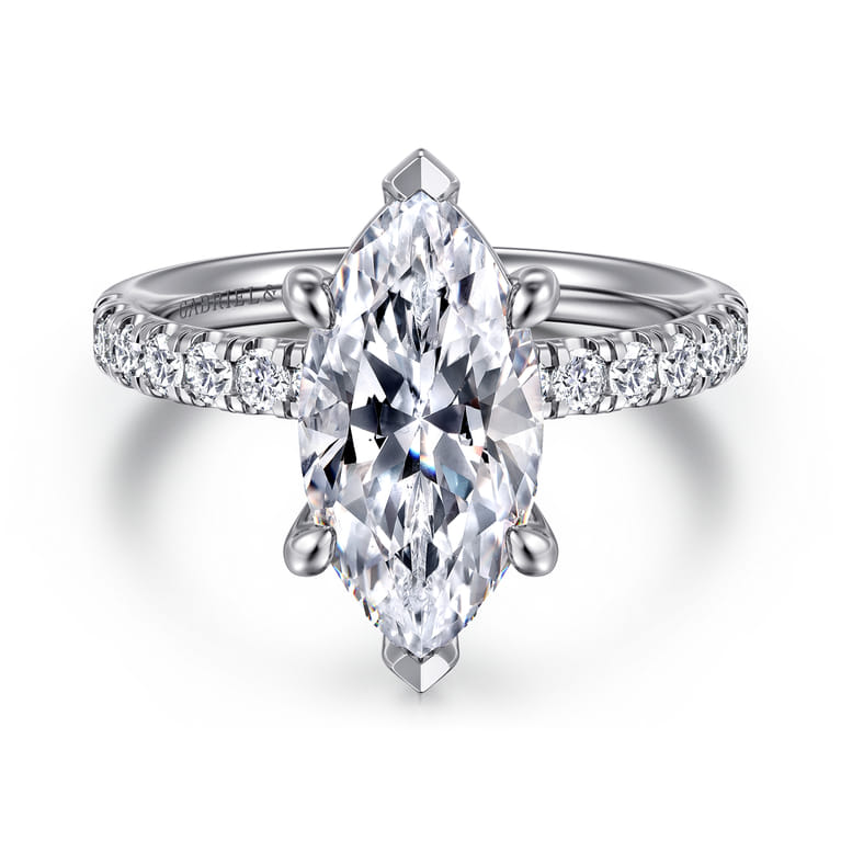 Winslow - 14K White Gold Marquise Shape Diamond Engagement Ring - 0.38 ct - Shot 1