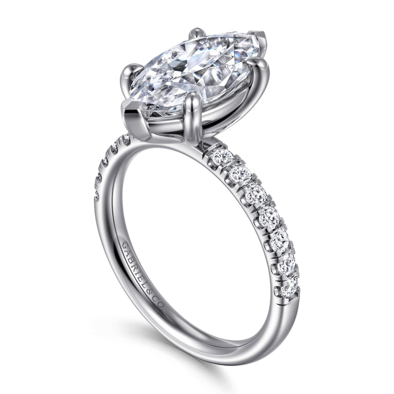 Winslow - 14K White Gold Marquise Shape Diamond Engagement Ring - 0.38 ct - Shot 3