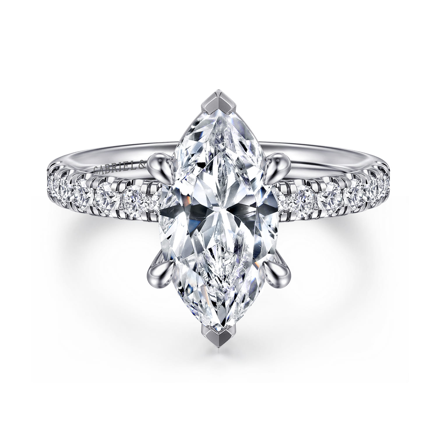Winslow - 14K White Gold Marquise Shape Diamond Engagement Ring - 0.35 ct - Shot 1