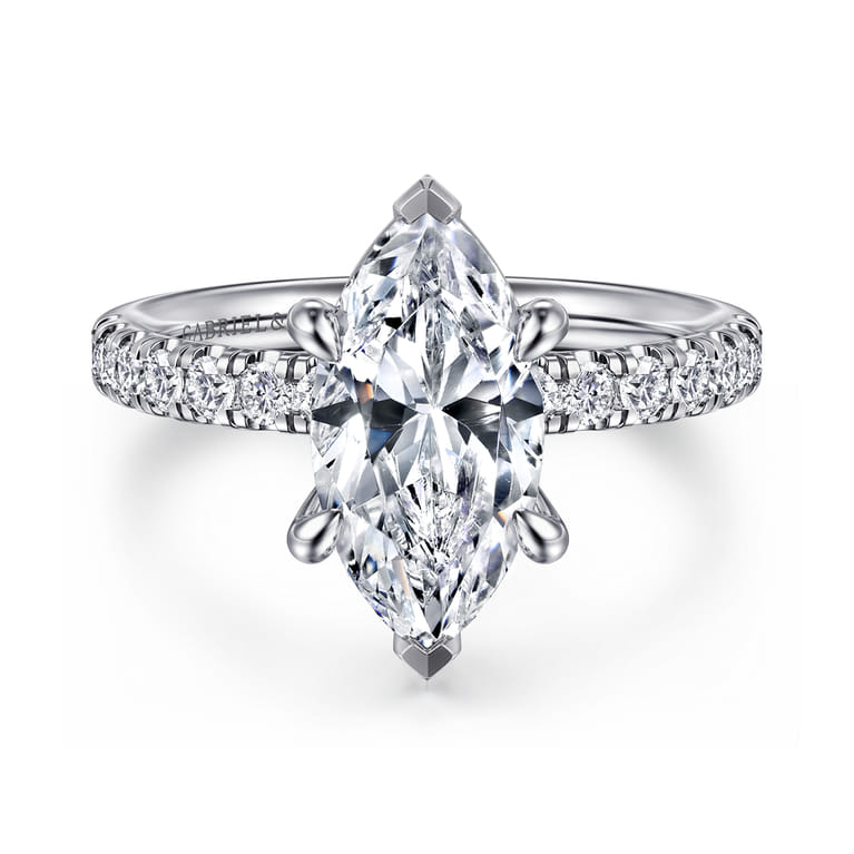 Winslow - 14K White Gold Marquise Shape Diamond Engagement Ring - 0.35 ct - Shot 1