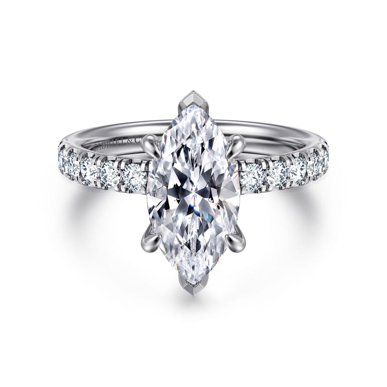 Winslow - 14K White Gold Marquise Shape Diamond Engagement Ring - 0.5 ct - Shot 1