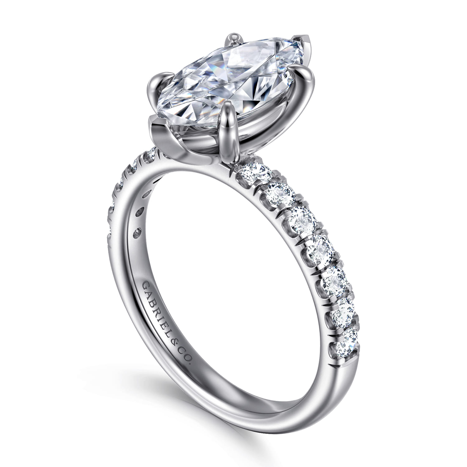 Winslow - 14K White Gold Marquise Shape Diamond Engagement Ring - 0.5 ct - Shot 3