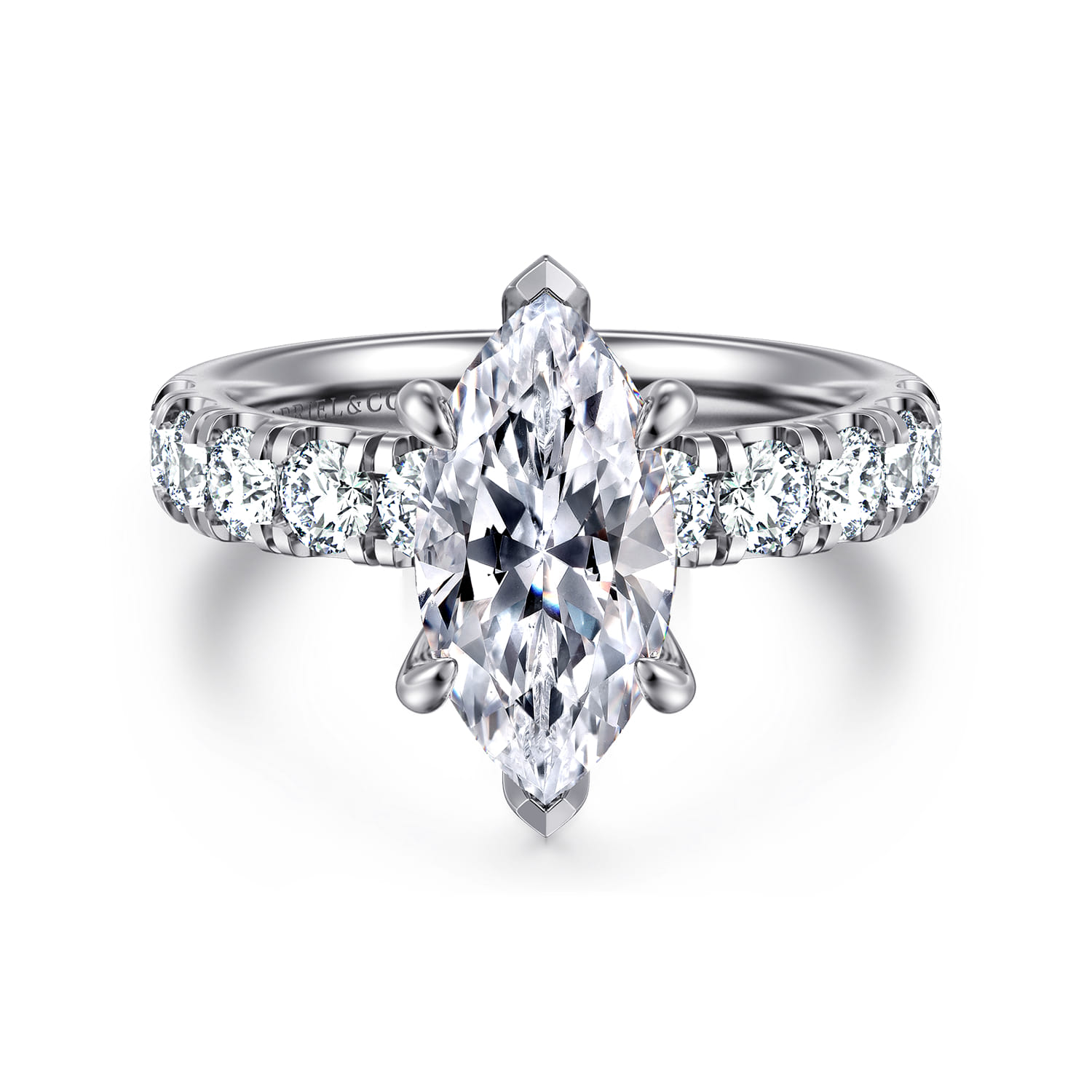 Winslow - 14K White Gold Marquise Shape Diamond Engagement Ring - 1 ct - Shot 1