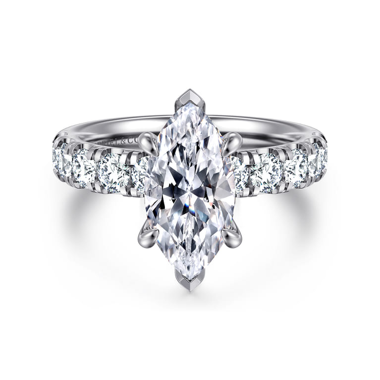 Winslow - 14K White Gold Marquise Shape Diamond Engagement Ring - 1 ct - Shot 1
