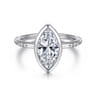 Aspen - 14K White Gold Bezel Set Marquise Shape Diamond Engagement Ring - 0.09 ct