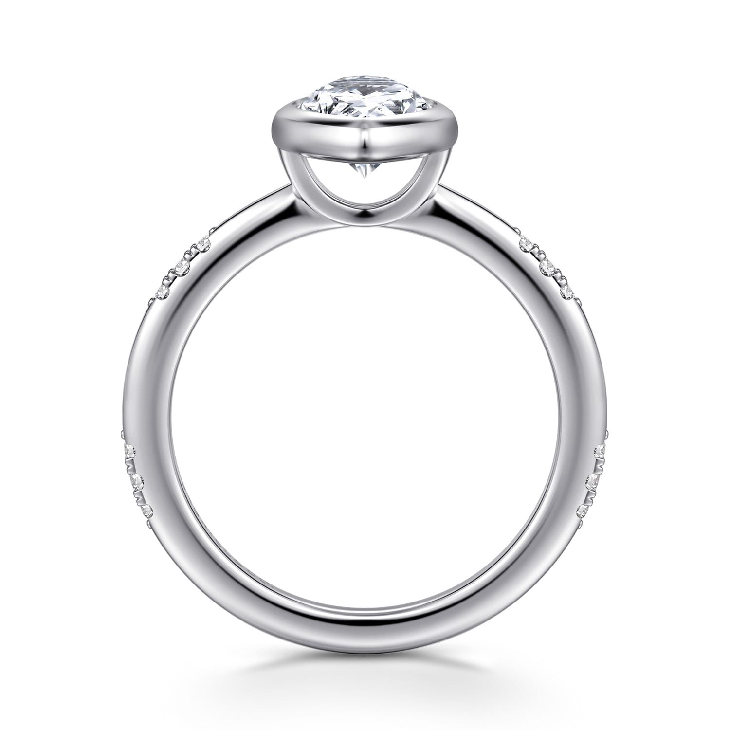 Aspen - 14K White Gold Bezel Set Marquise Shape Diamond Engagement Ring - 0.09 ct - Shot 2