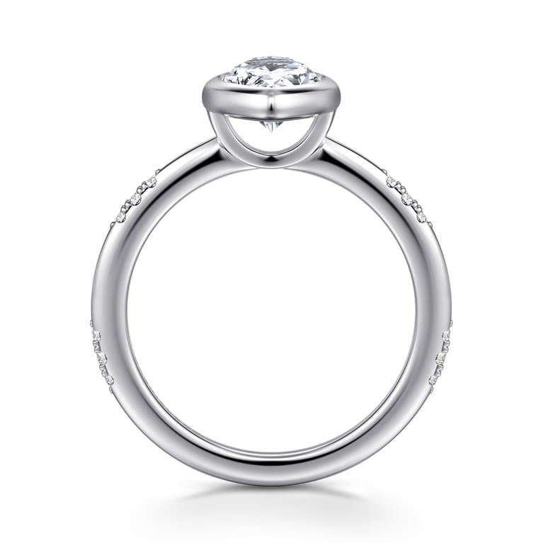 Aspen - 14K White Gold Bezel Set Marquise Shape Diamond Engagement Ring - 0.09 ct - Shot 2