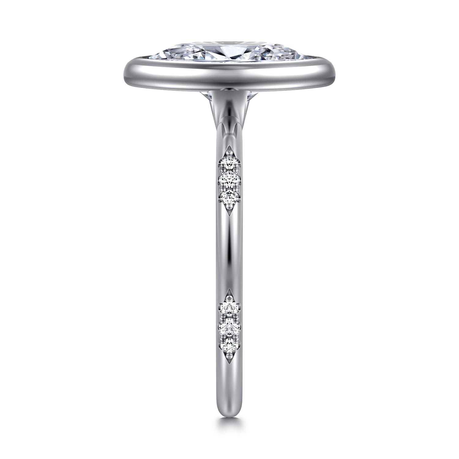 Aspen - 14K White Gold Bezel Set Marquise Shape Diamond Engagement Ring - 0.09 ct - Shot 4
