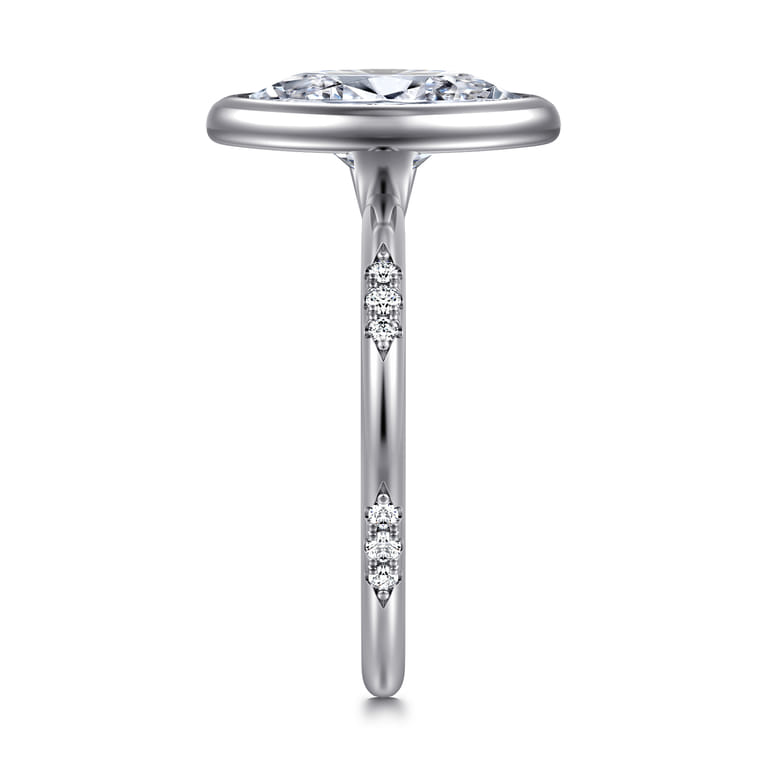 Aspen - 14K White Gold Bezel Set Marquise Shape Diamond Engagement Ring - 0.09 ct - Shot 4