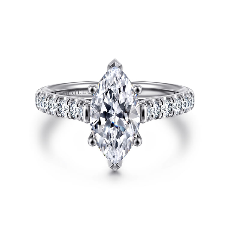 Luciole - 14K White Gold Marquise Shape Diamond Engagement Ring - 0.6 ct - Shot 1