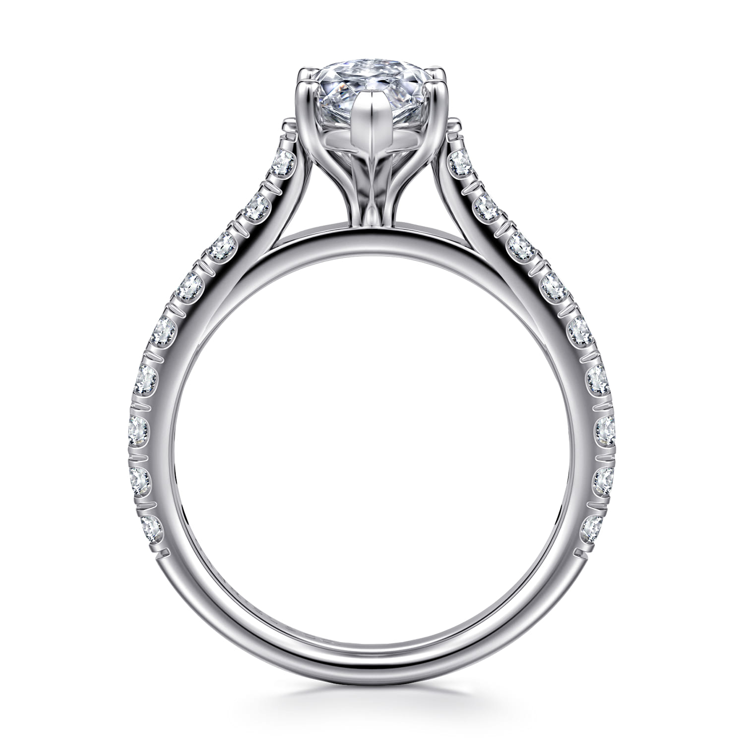 Luciole - 14K White Gold Marquise Shape Diamond Engagement Ring - 0.6 ct - Shot 2