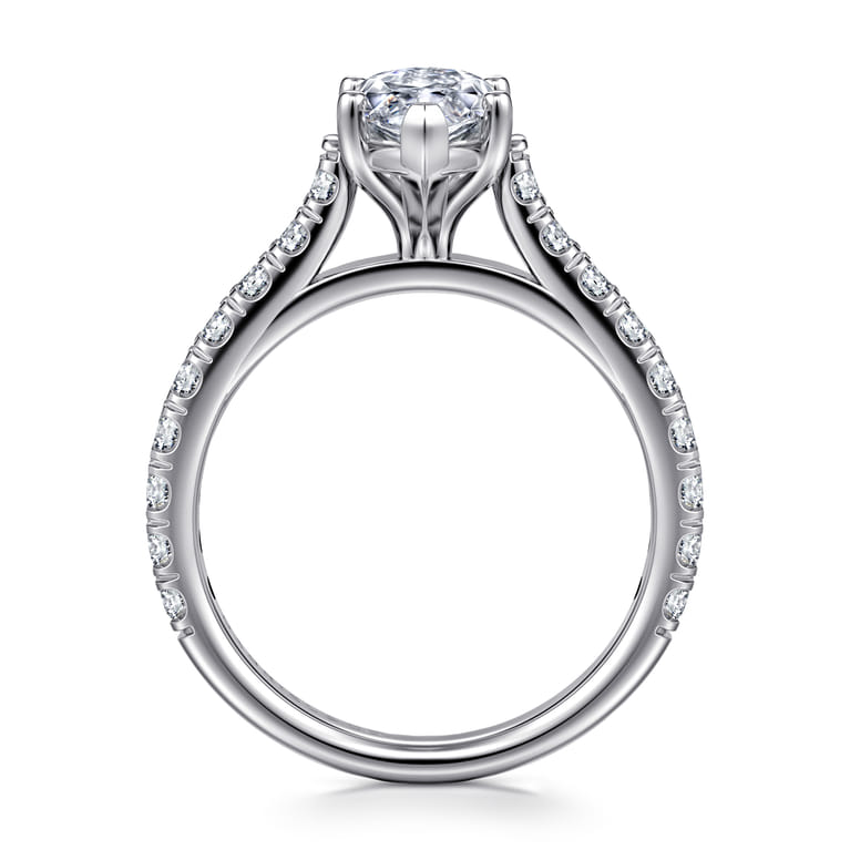 Luciole - 14K White Gold Marquise Shape Diamond Engagement Ring - 0.6 ct - Shot 2