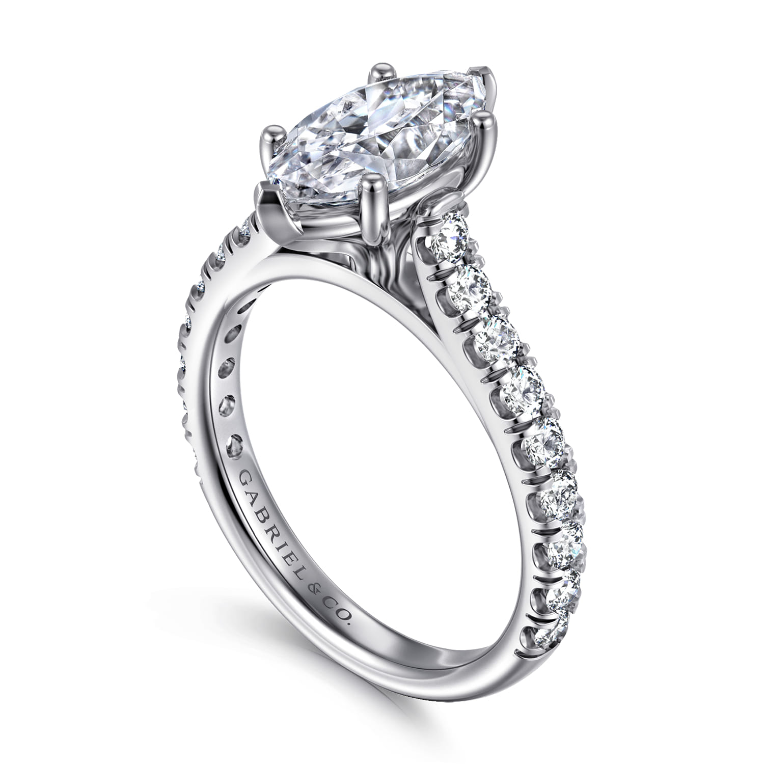 Luciole - 14K White Gold Marquise Shape Diamond Engagement Ring - 0.6 ct - Shot 3