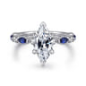Cindie - 14K White Gold Round Sapphire and Diamond Engagement Ring - 0.15 ct