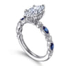 Cindie - 14K White Gold Round Sapphire and Diamond Engagement Ring - 0.15 ct