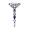 Cindie - 14K White Gold Round Sapphire and Diamond Engagement Ring - 0.15 ct