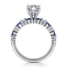 Damiana - 14K White Gold Marquise Shape Sapphire and Diamond Engagement Ring - 0.3 ct