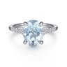 Anastazia - 14K White Gold Oval Aquamarine and Diamond Engagement Ring - 0.25 ct