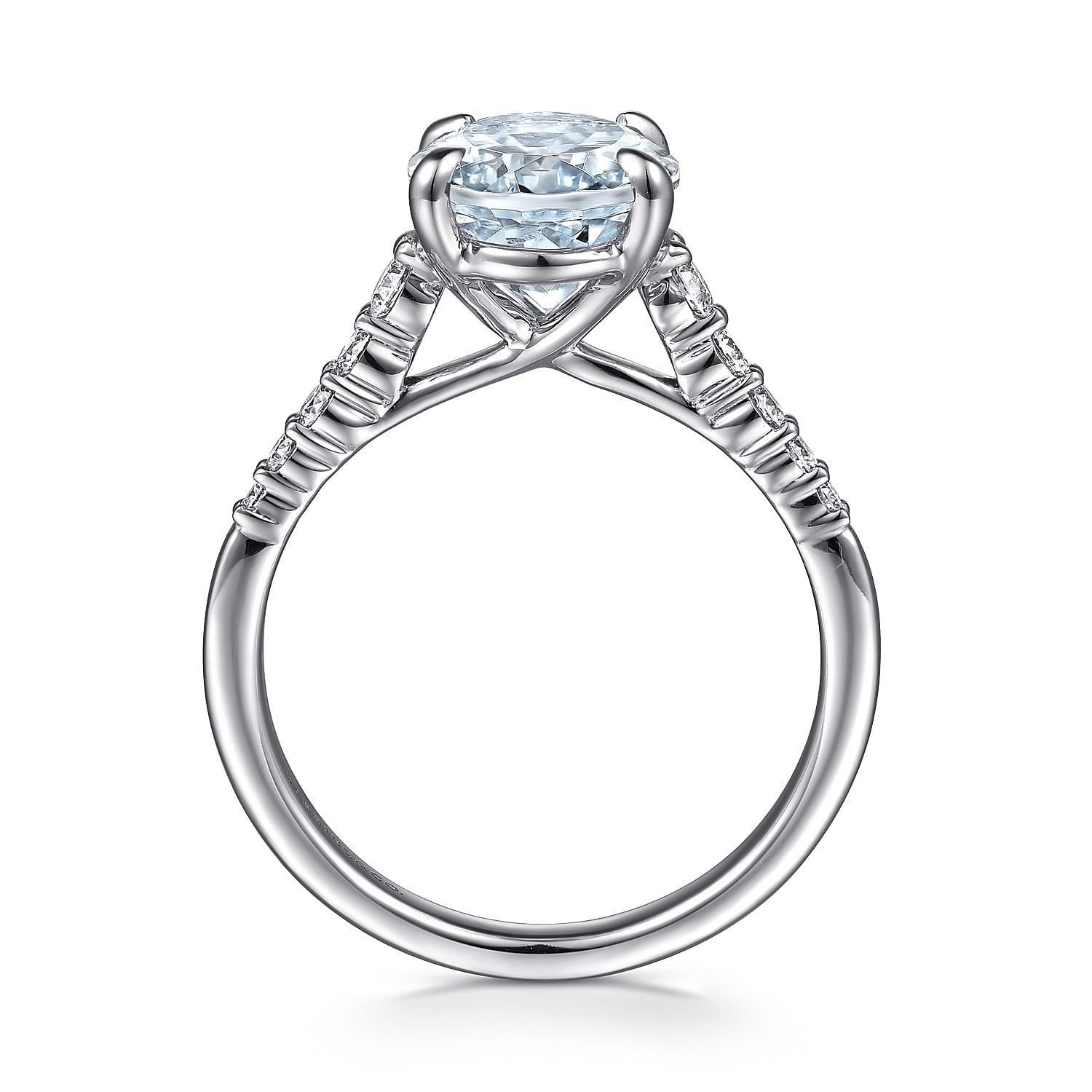 Anastazia - 14K White Gold Oval Aquamarine and Diamond Engagement Ring - 0.25 ct - Shot 2