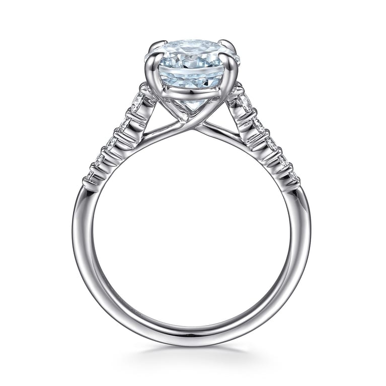 Anastazia - 14K White Gold Oval Aquamarine and Diamond Engagement Ring - 0.25 ct - Shot 2