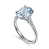 Anastazia - 14K White Gold Oval Aquamarine and Diamond Engagement Ring - 0.25 ct