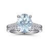 Anastazia - 14K White Gold Oval Aquamarine and Diamond Engagement Ring - 0.25 ct