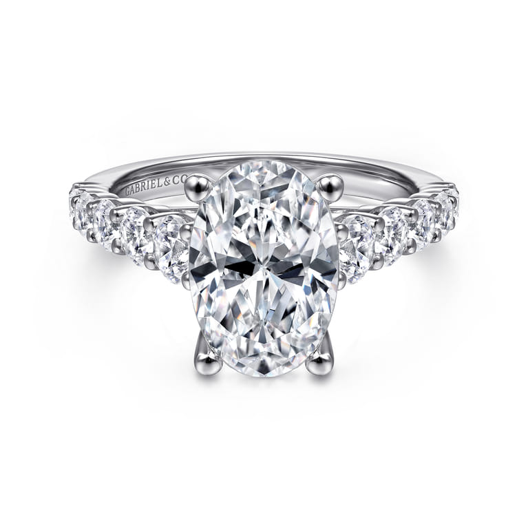 Taylor - 14K White Gold Oval Diamond Engagement Ring - 0.95 ct - Shot 1