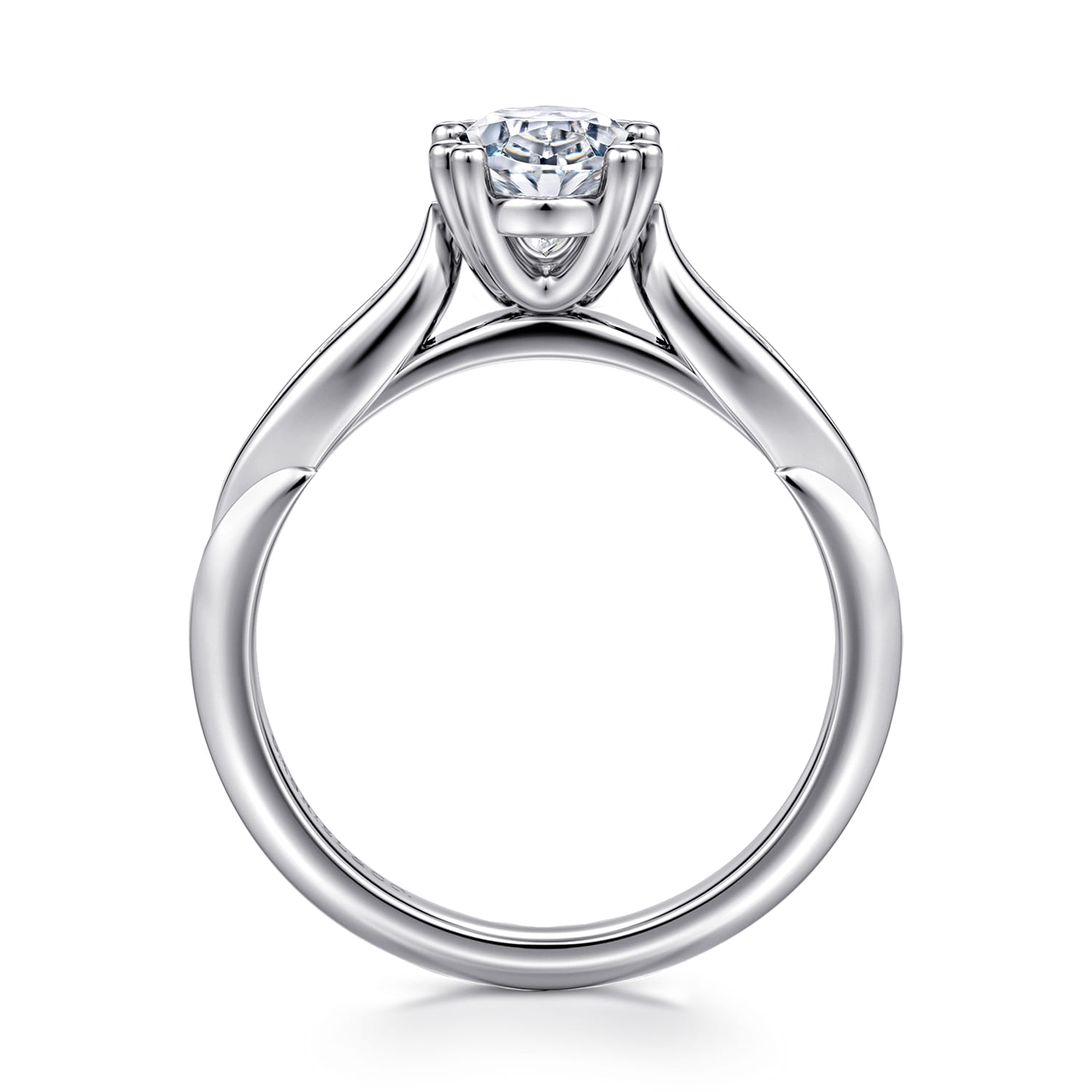 Quinn - 14K White Gold Oval Diamond Channel Set Engagement Ring - 0.1 ct - Shot 2