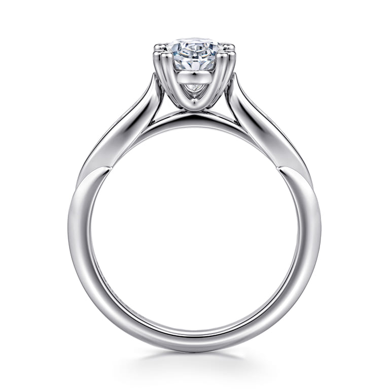 Quinn - 14K White Gold Oval Diamond Channel Set Engagement Ring - 0.1 ct - Shot 2