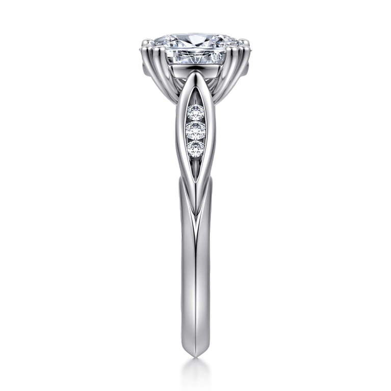 Quinn - 14K White Gold Oval Diamond Channel Set Engagement Ring - 0.1 ct - Shot 4