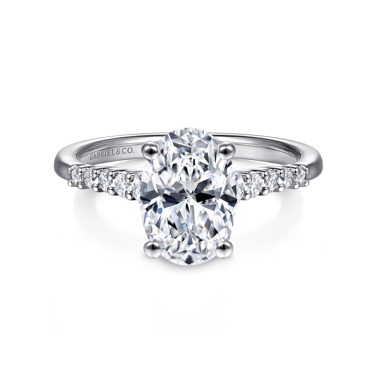 Reed - 14K White Gold Oval Diamond Engagement Ring - 0.25 ct - Shot 1