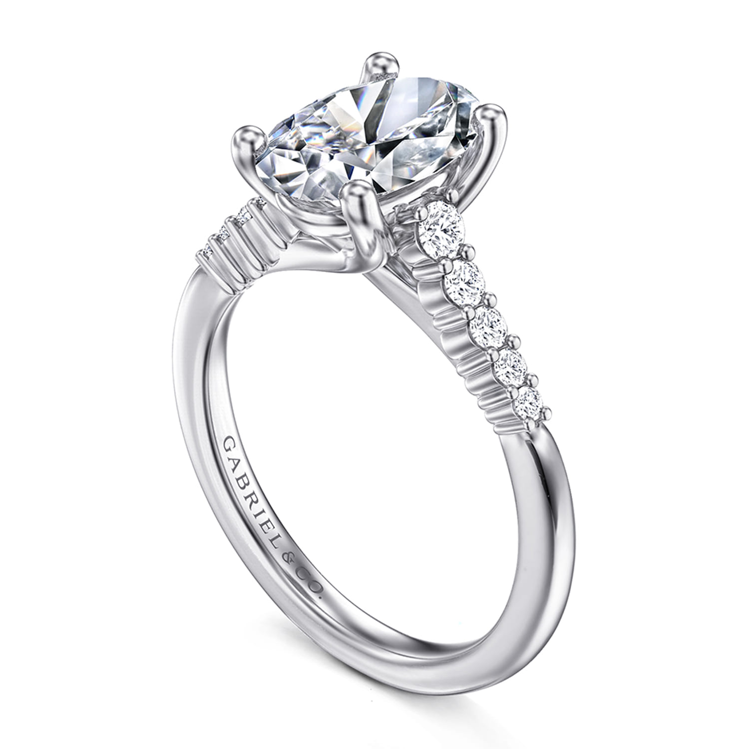 Reed - 14K White Gold Oval Diamond Engagement Ring - 0.25 ct - Shot 3