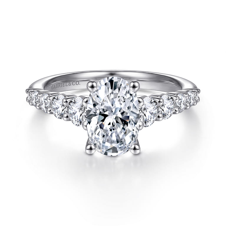 Reed - 14K White Gold Oval Diamond Engagement Ring - 0.75 ct - Shot 1