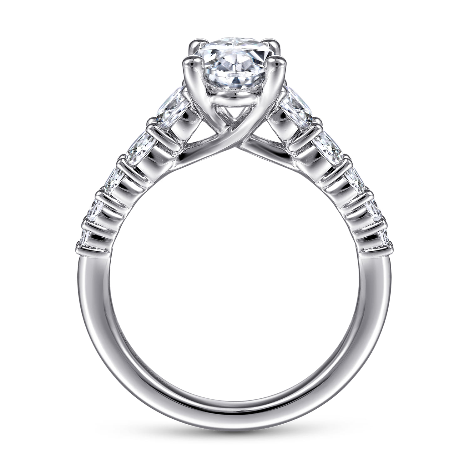 Reed - 14K White Gold Oval Diamond Engagement Ring - 0.75 ct - Shot 2