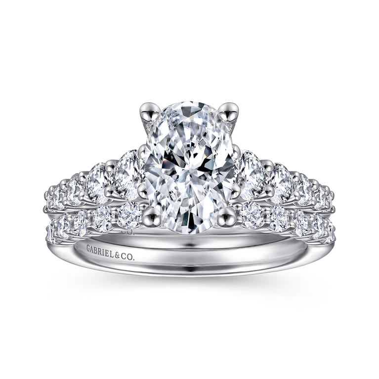 Reed - 14K White Gold Oval Diamond Engagement Ring - 0.75 ct - Shot 4