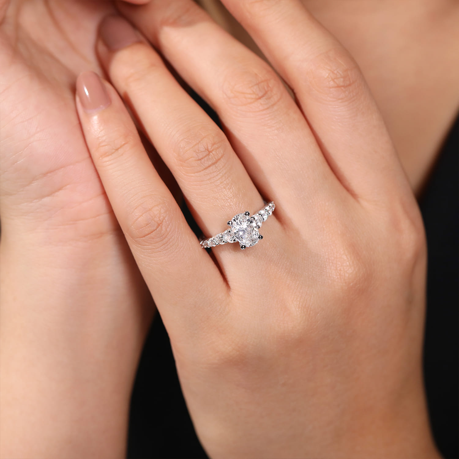 Reed - 14K White Gold Oval Diamond Engagement Ring - 0.75 ct - Shot 6