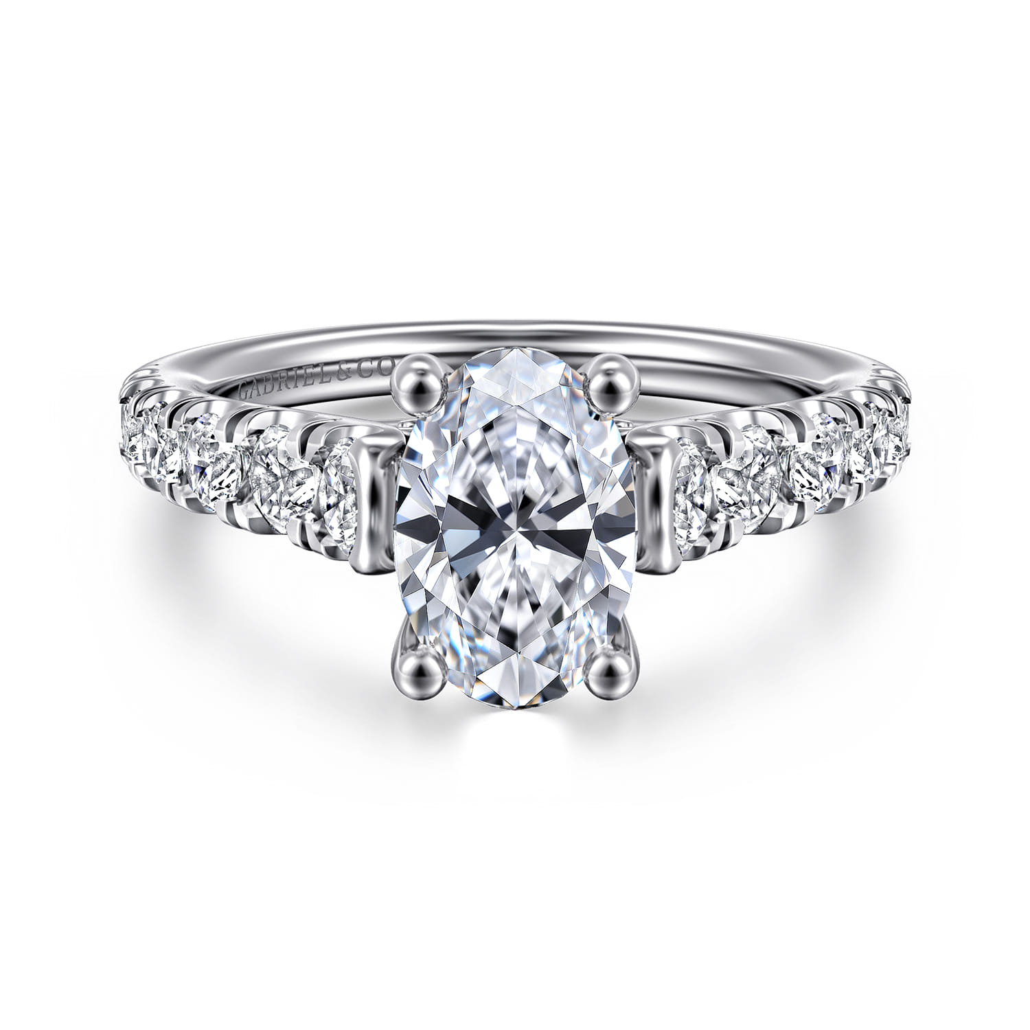 Piper - 14K White Gold Oval Diamond Engagement Ring - 0.78 ct - Shot 1